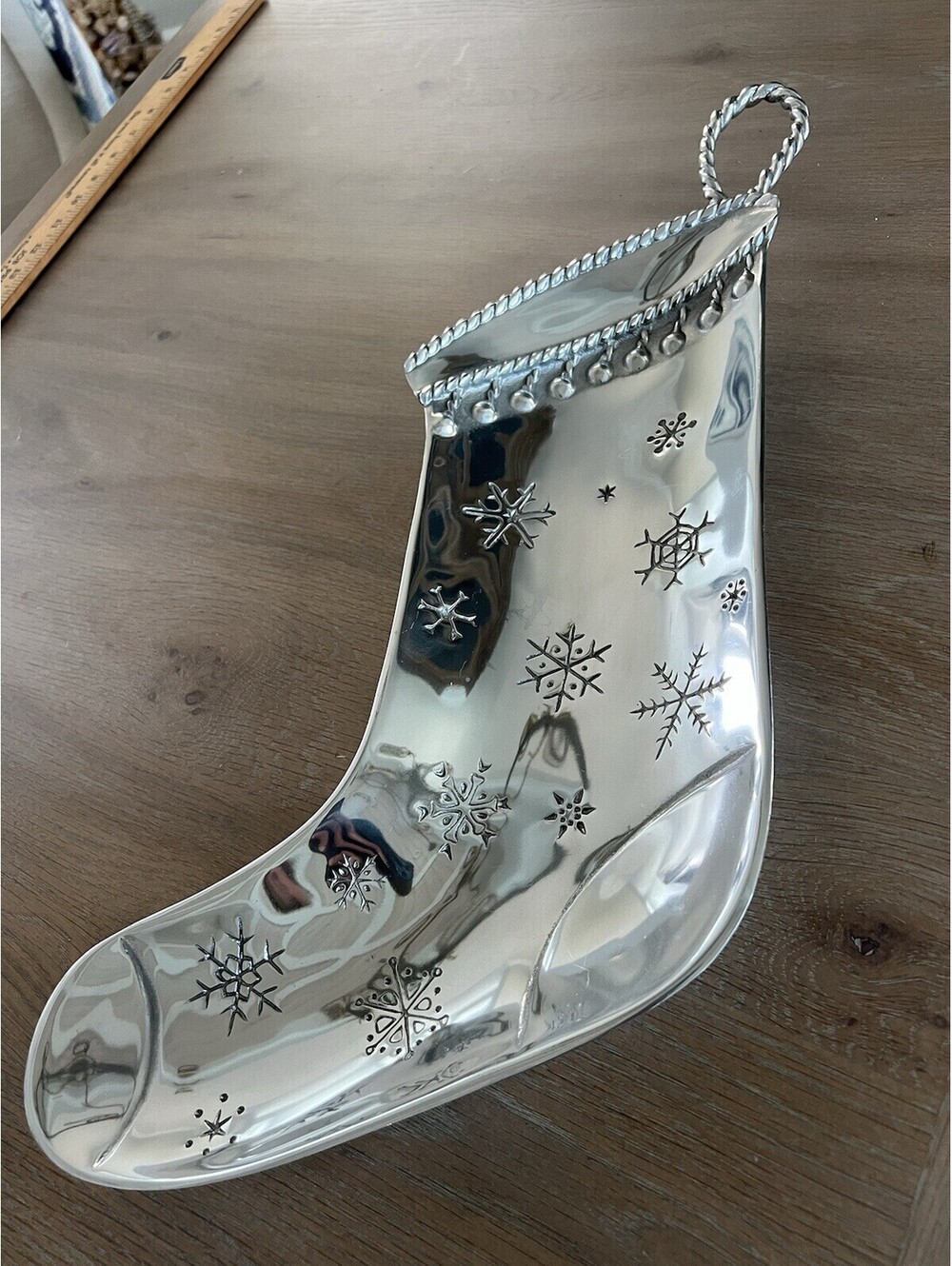 Mariposa Cast Aluminum Christmas Stocking Serving Decor Dish Vintage Metal 19”